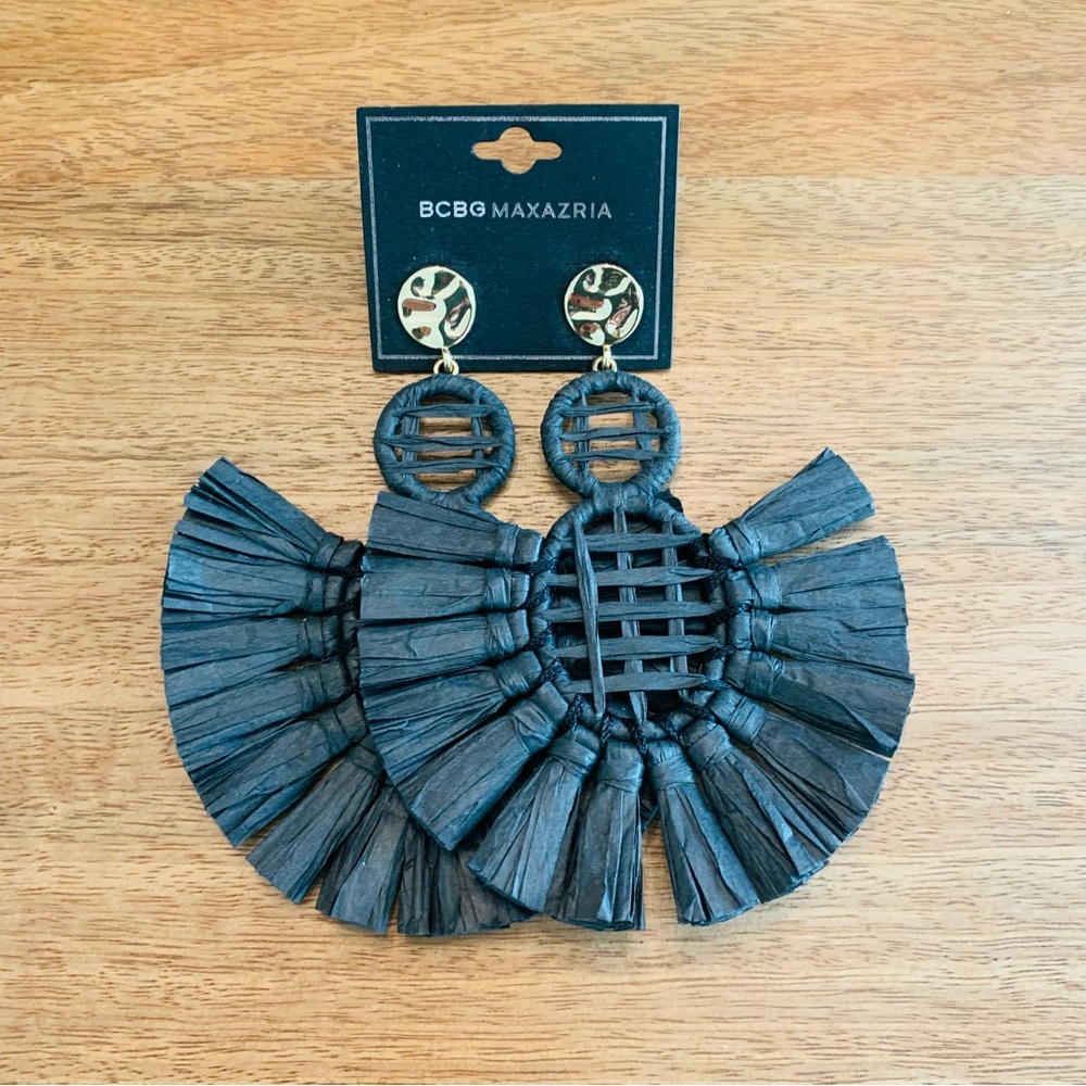 BCBG MaxAzria Bold Raffia Earrings NWT